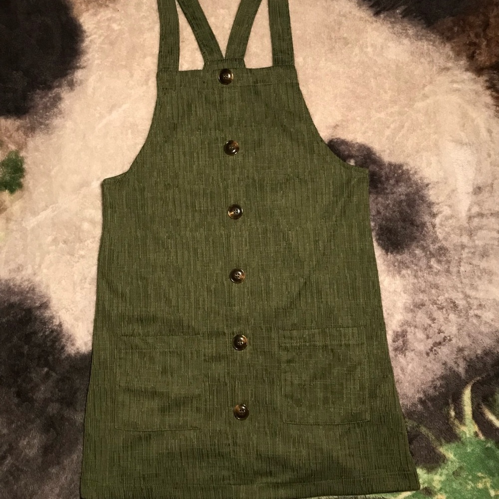 Juniors Green Buttoned Overalls